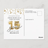 Class Wiedersehen 15 Year Black Gold Ballons laden Postkarte (Rückseite)
