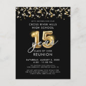 Class Wiedersehen 15 Year Black Gold Ballons laden Postkarte (Vorderseite)