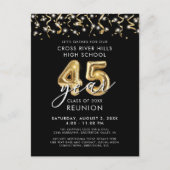 Class Wiedersehen 45 Year Black Gold Ballons laden Postkarte (Vorderseite)