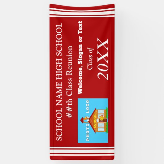 Class Wiedersehen Banner, Ihr FOTO, TEXT, FARBEN Banner (Vertikal)