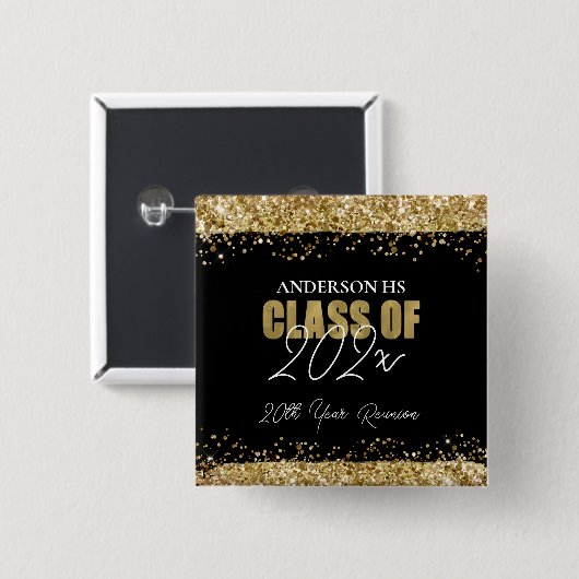 Class Wiedersehen Black and Gold Glitzer Button (Vorne & Hinten)