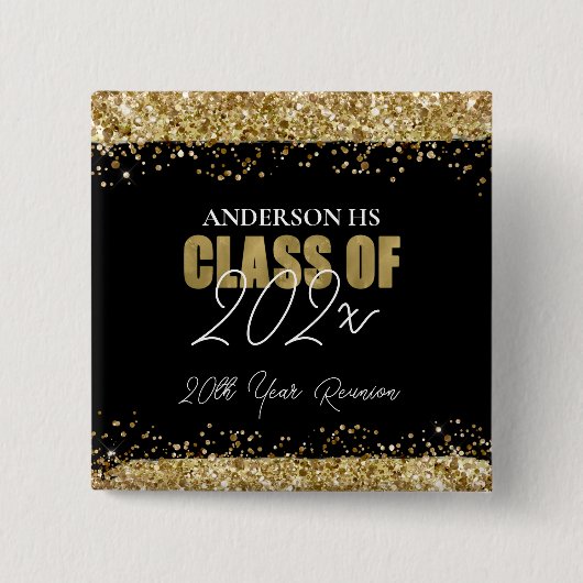 Class Wiedersehen Black and Gold Glitzer Button (Vorderseite)