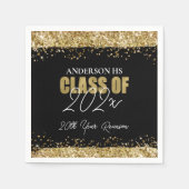Class Wiedersehen Black and Gold Glitzer Serviette (Vorderseite)
