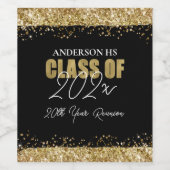 Class Wiedersehen Black and Gold Glitzer Weinetikett (Einzelnes Label)