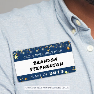 Class Wiedersehen Blue Gold Stars Name Tag