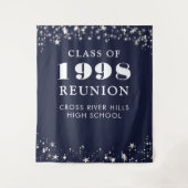 Class Wiedersehen Foto Booth Navy Blue Background Wandteppich (Vorderseite)