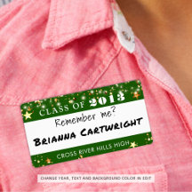 Class Wiedersehen Green Gold Stars Namensmarke