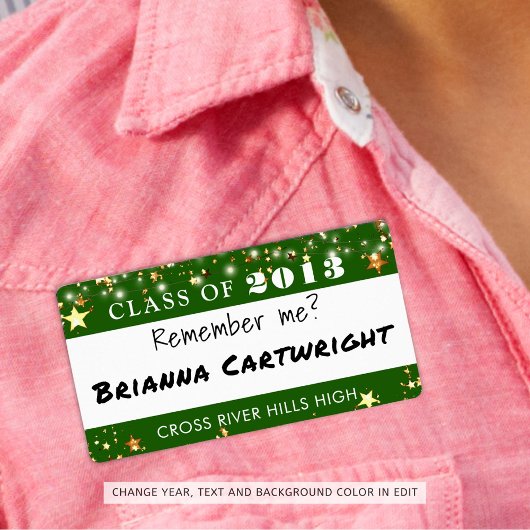 Class Wiedersehen Green Gold Stars Namensmarke