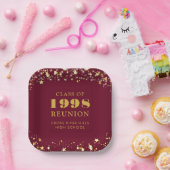 Class Wiedersehen Maroon Gold Stars Personalisiert Pappteller (Party)