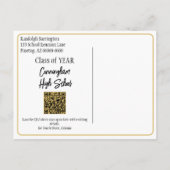 Class Wiedersehen Save the Date Black Gold QR Code Postkarte (Rückseite)