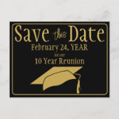 Class Wiedersehen Save the Date Black Gold QR Code Postkarte (Vorderseite)