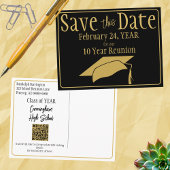 Class Wiedersehen Save the Date Black Gold QR Code Postkarte