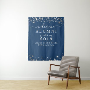 Class Wiedersehen Welcome Alumni Navy Silver Stars Wandteppich