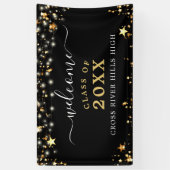 Class Wiedersehen Welcome Black Gold Stars Lights Banner (Vertikal)