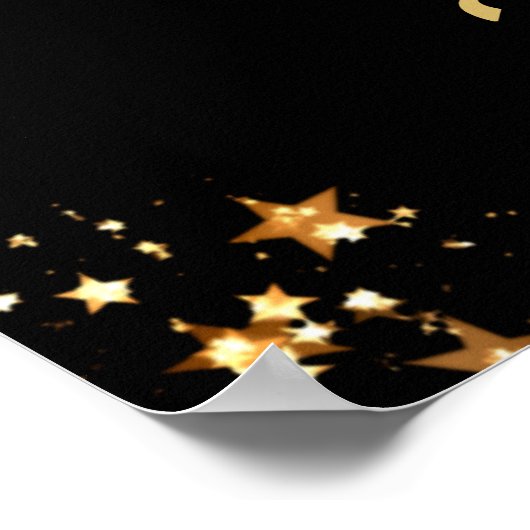 Class Wiedersehen Welcome Black Gold Stars Script Poster (Ecke)