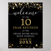 Class Wiedersehen Welcome Black Gold Stars Script Poster (Vorne)