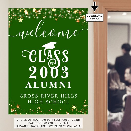 Class Wiedersehen Welcome Green Gold Stars Custom Poster