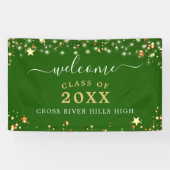 Class Wiedersehen Welcome Green Gold Stars Lights Banner (Horizontal)