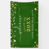 Class Wiedersehen Welcome Green Gold Stars Lights Banner (Vertikal)