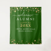 Class Wiedersehen Welcome Green Gold Stars Wandteppich (Vorderseite)