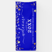Class Wiedersehen Welcome Royal Blue Gold Stars Banner (Vertikal)