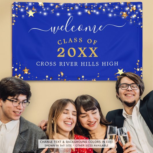 Class Wiedersehen Welcome Royal Blue Gold Stars Banner