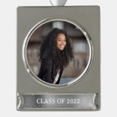 Class Year Abschluss Foto Glitzer Glam Banner-Ornament Silber (Vorderseite)