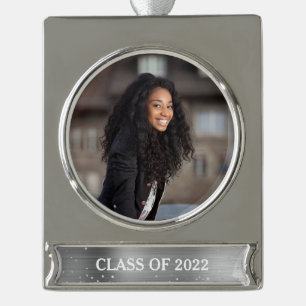 Class Year Abschluss Foto Glitzer Glam Banner-Ornament Silber