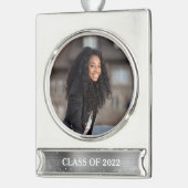 Class Year Abschluss Foto Glitzer Glam Banner-Ornament Silber (Links)