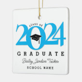 Class Year Cap & Tassel Blue Abschluss Keepake Keramikornament (Links)