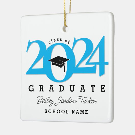 Class Year Cap & Tassel Blue Abschluss Keepake Keramikornament (Links)
