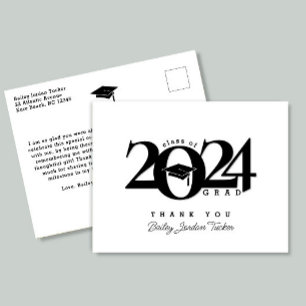 Class Year Grad Cap Tassel Abschluss Vielen Dank Postkarte