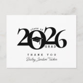 Class Year Grad Cap Tassel Abschluss Vielen Dank Postkarte (Vorderseite)