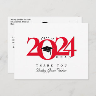 Class Year Grad Tassel Red Abschluss Vielen Dank Postkarte