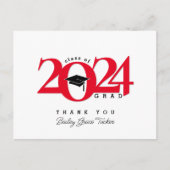 Class Year Grad Tassel Red Abschluss Vielen Dank Postkarte (Vorderseite)