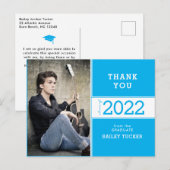 Class Year Sky Blue Foto Abschluss Vielen Dank Postkarte (Vorne/Hinten)