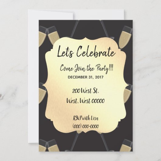 ClassBlack and Gold New Year Celebration Einladung (Vorderseite)