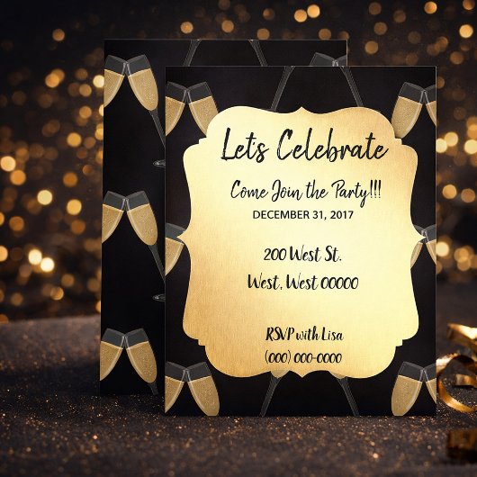 ClassBlack and Gold New Year Celebration Einladung