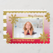 Classi Gold und Red Custom Foto Weihnachten Einladung (Vorne/Hinten)