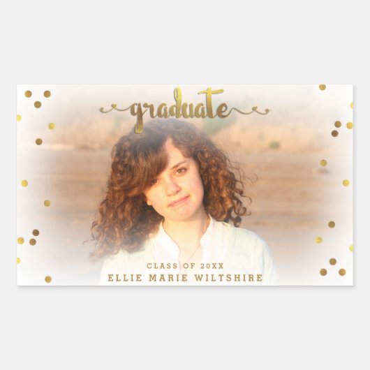 Classi Imitate Gold Foil Confetti Abschluss Foto Rechteckiger Aufkleber (Vorderseite)
