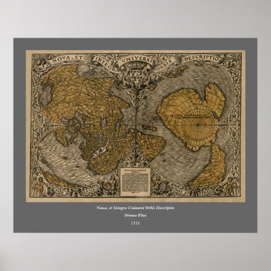 Classic 1531 Antique World Map by Oronce Fine Poster (Vorne)