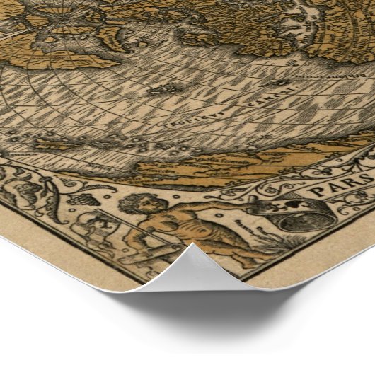 Classic 1531 Antique World Map by Oronce Fine Poster (Ecke)