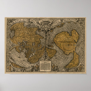 Classic 1531 Antique World Map by Oronce Fine Poster