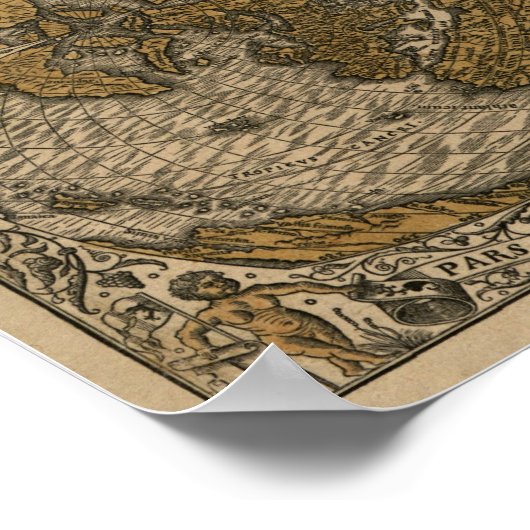 Classic 1531 Antique World Map by Oronce Fine Poster (Ecke)