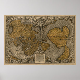 Classic 1531 Antique World Map by Oronce Fine Poster