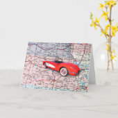 Classic 1960 Red Corvette auf Karte (Gelbe Blume)