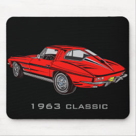 Classic 1963 Red Corvette Design Mousepad