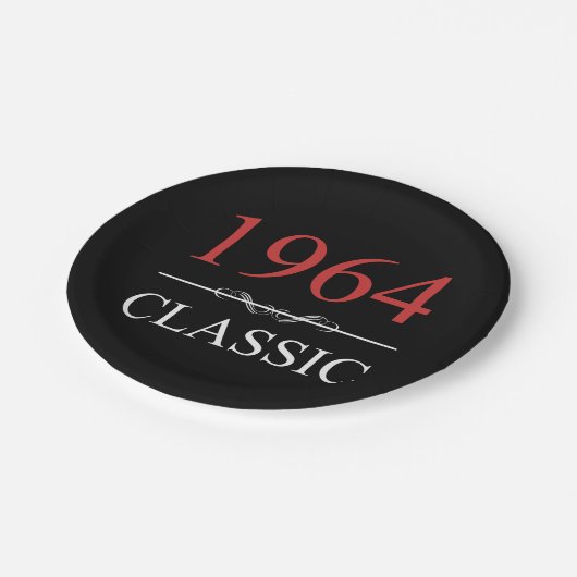 Classic 1964 60. Geburtstag Pappteller (Schrägansicht)