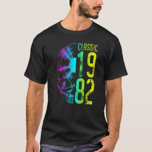 Classic 1982 Vintager Vinyl Record Gothic Skull T-Shirt