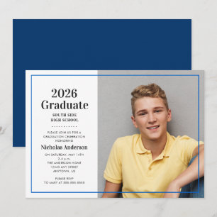 Classic 2023 Graduate Blue Foto Abschluss Einladung
